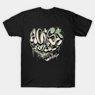 HOUSE MUSIC - Graffiti Love Heart (army green) T-Shirt